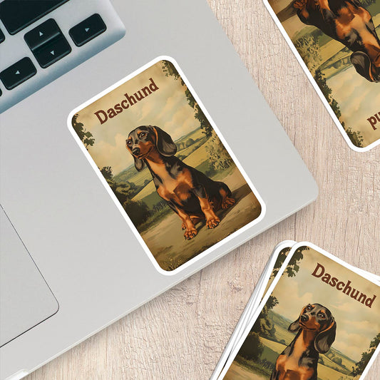 Vintage Daschund Sticker – Durable Vinyl Sticker