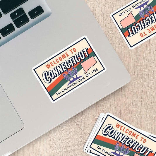 Welcome to Connecticut Vinyl Sticker – Vintage State Travel Decal