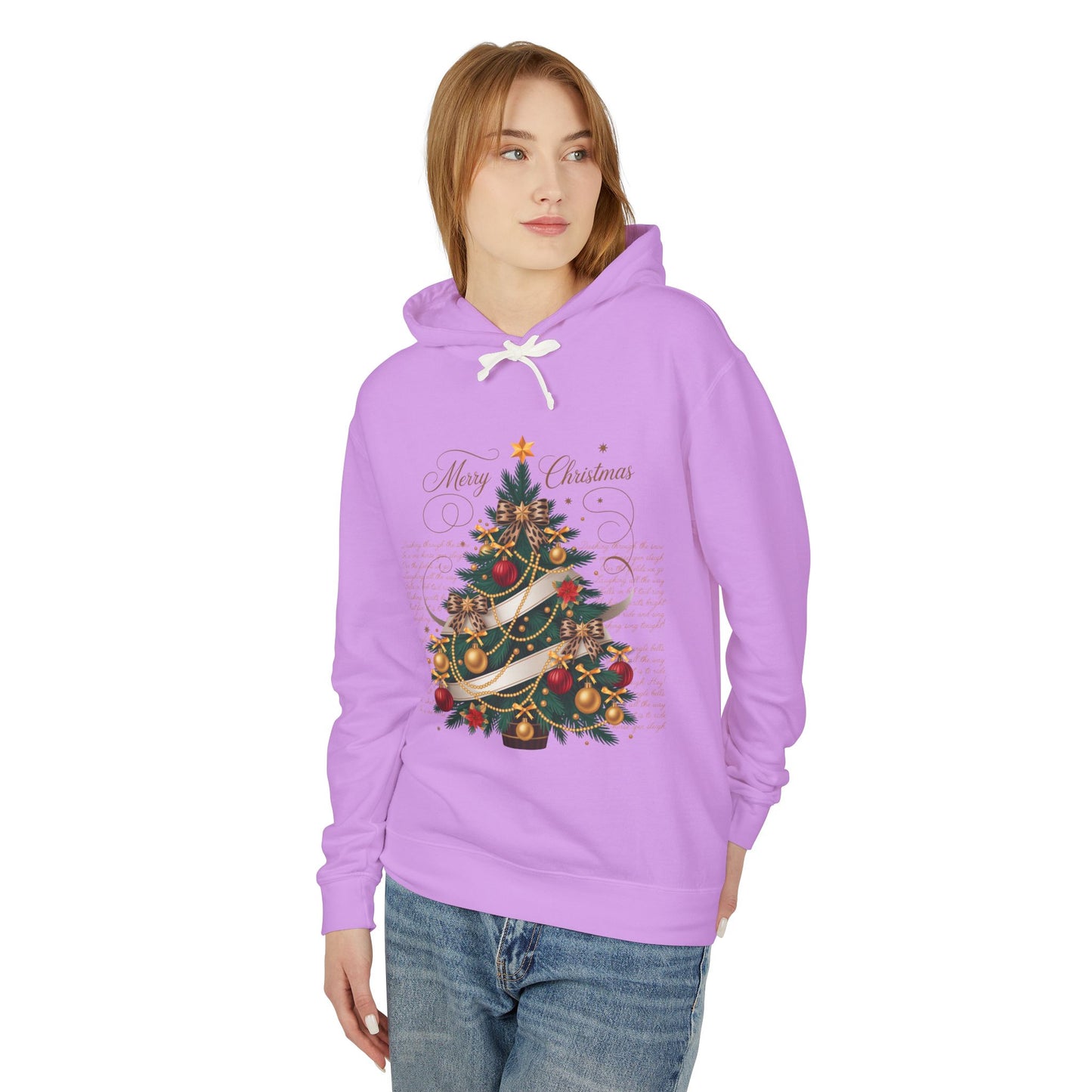 Merry Christmas Unisex Lightweight Hooded Sweatshirt