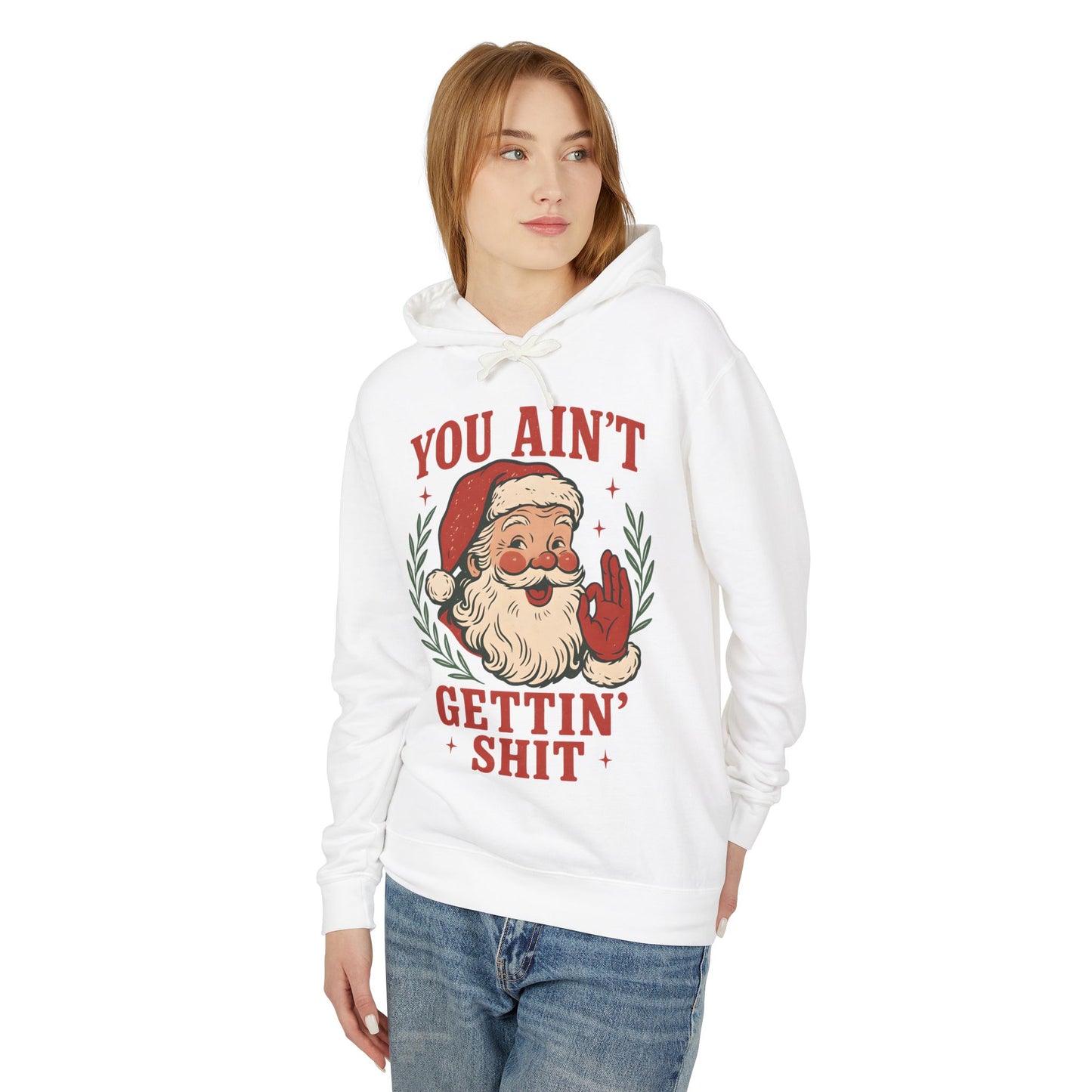 Santa Humor Unisex Lightweight Hooded Sweatshirt