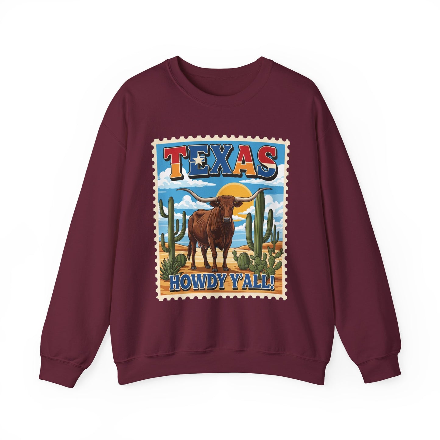 Texas Longhorn Illustration Crewneck Sweatshirt | Howdy Y'all Vintage Western