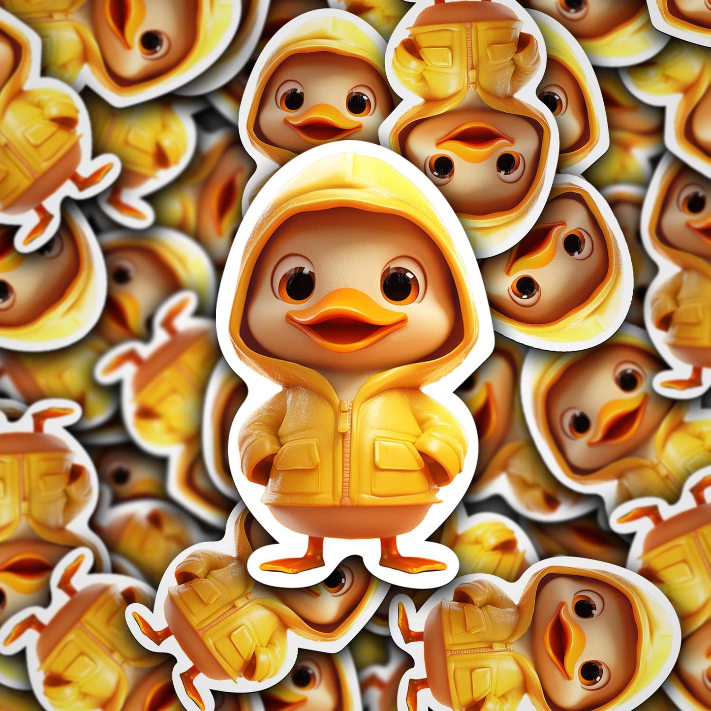 Cute Yellow Duck in Rainjacket – Weatherproof Vinyl Sticker for Any Surface!