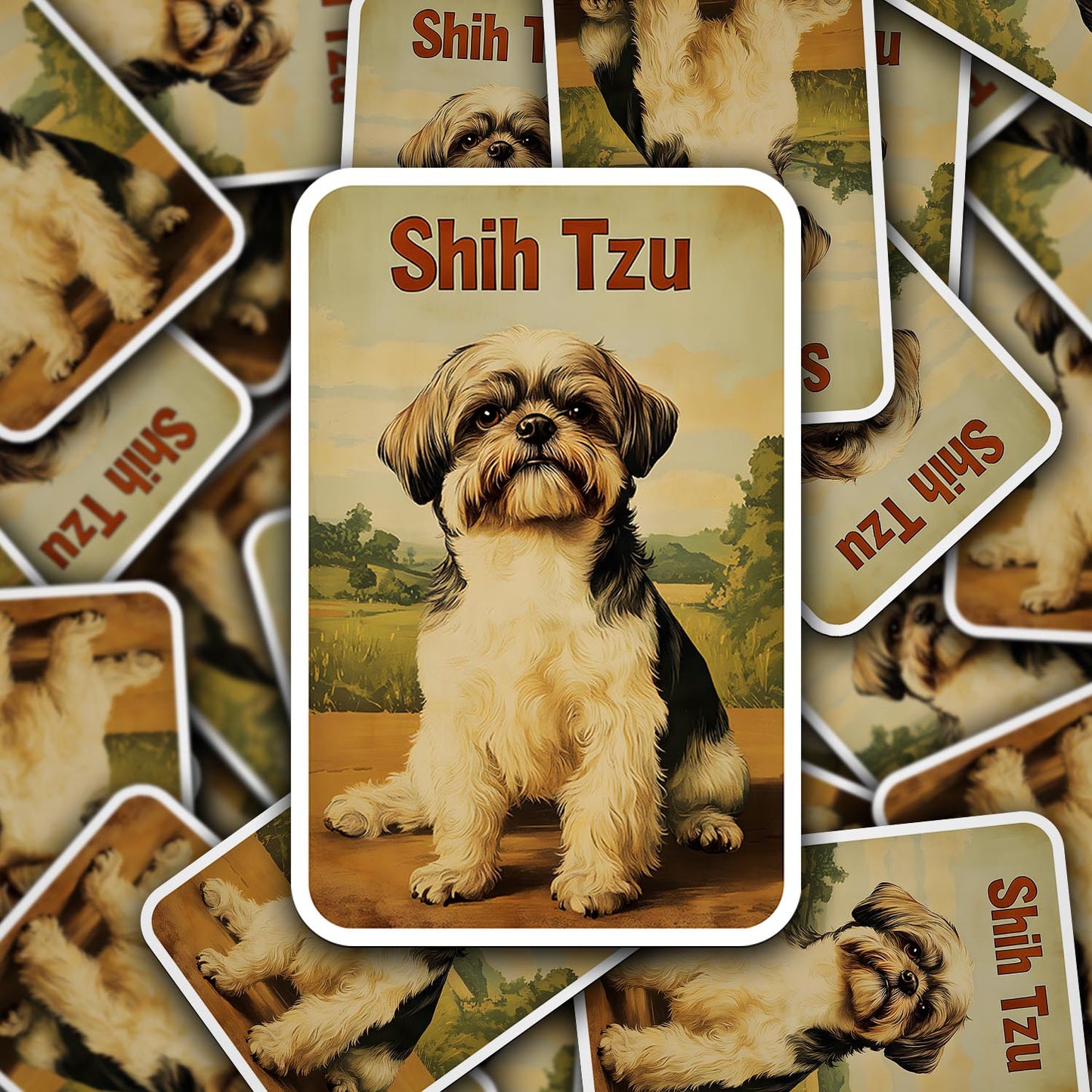 Vintage Shih Tzu Sticker – Durable Vinyl Sticker