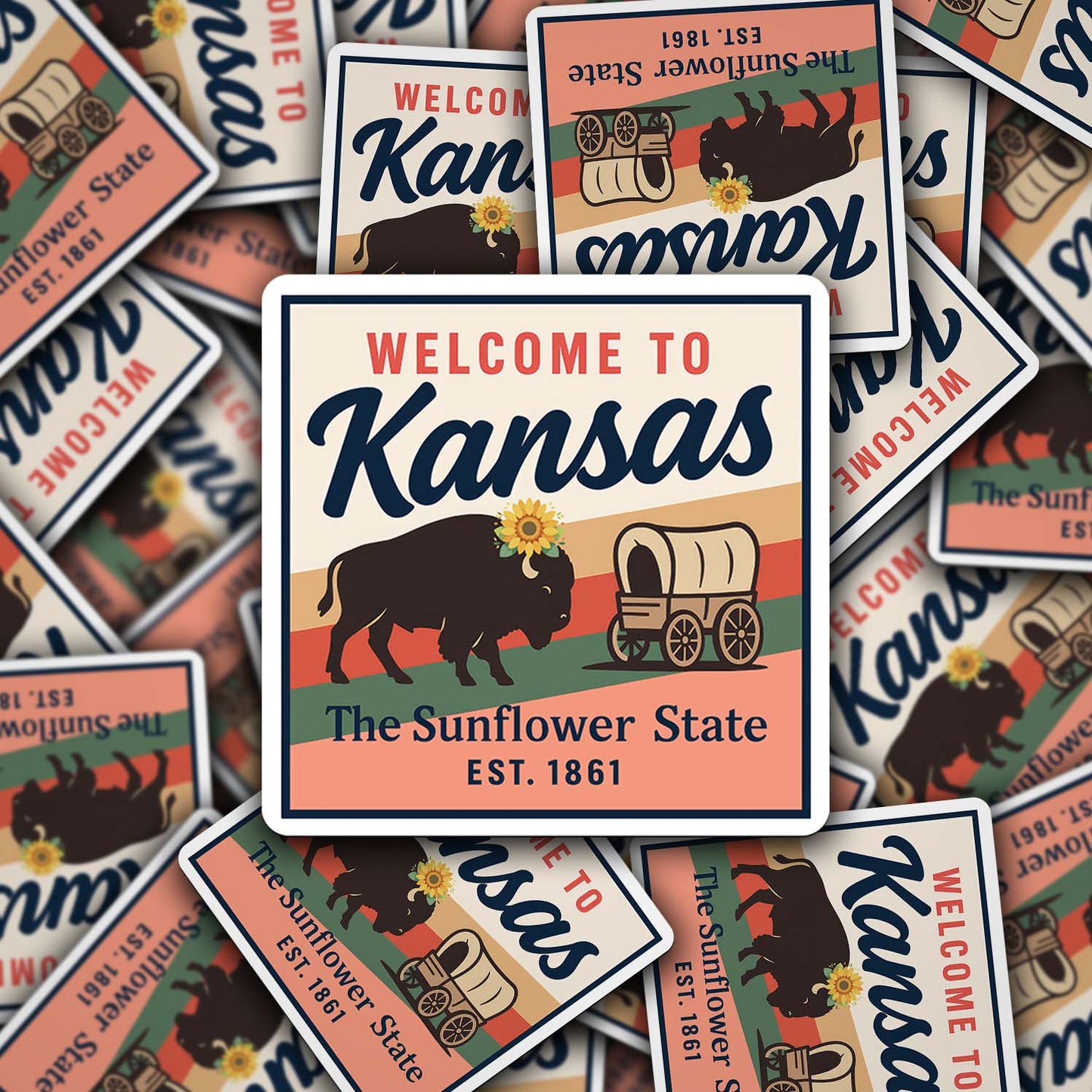 Welcome to Kansas Vinyl Sticker – Vintage State Travel Decal