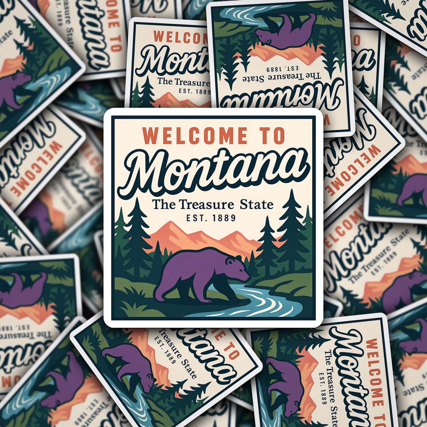 Welcome to Montana Vinyl Sticker – Vintage State Travel Decal