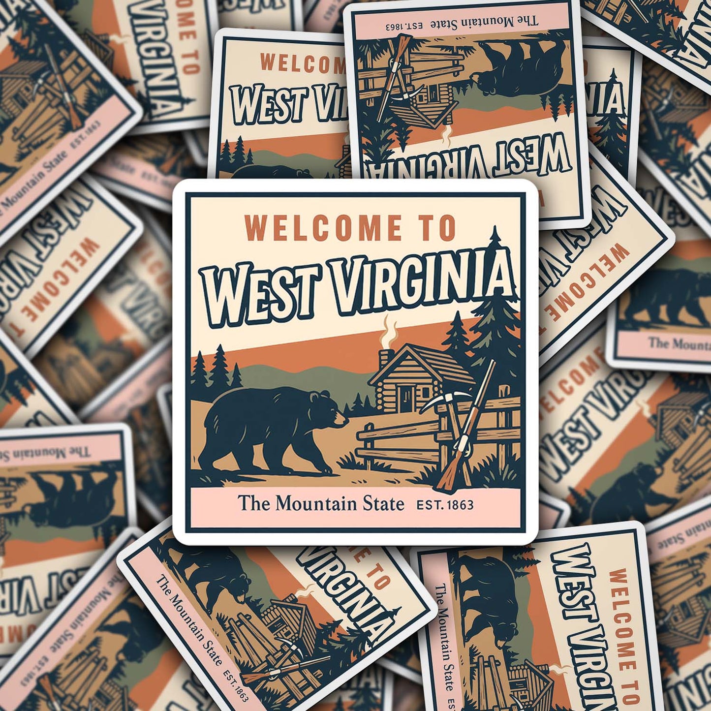 Welcome to West Virginia Vinyl Sticker – Vintage State Travel Decal