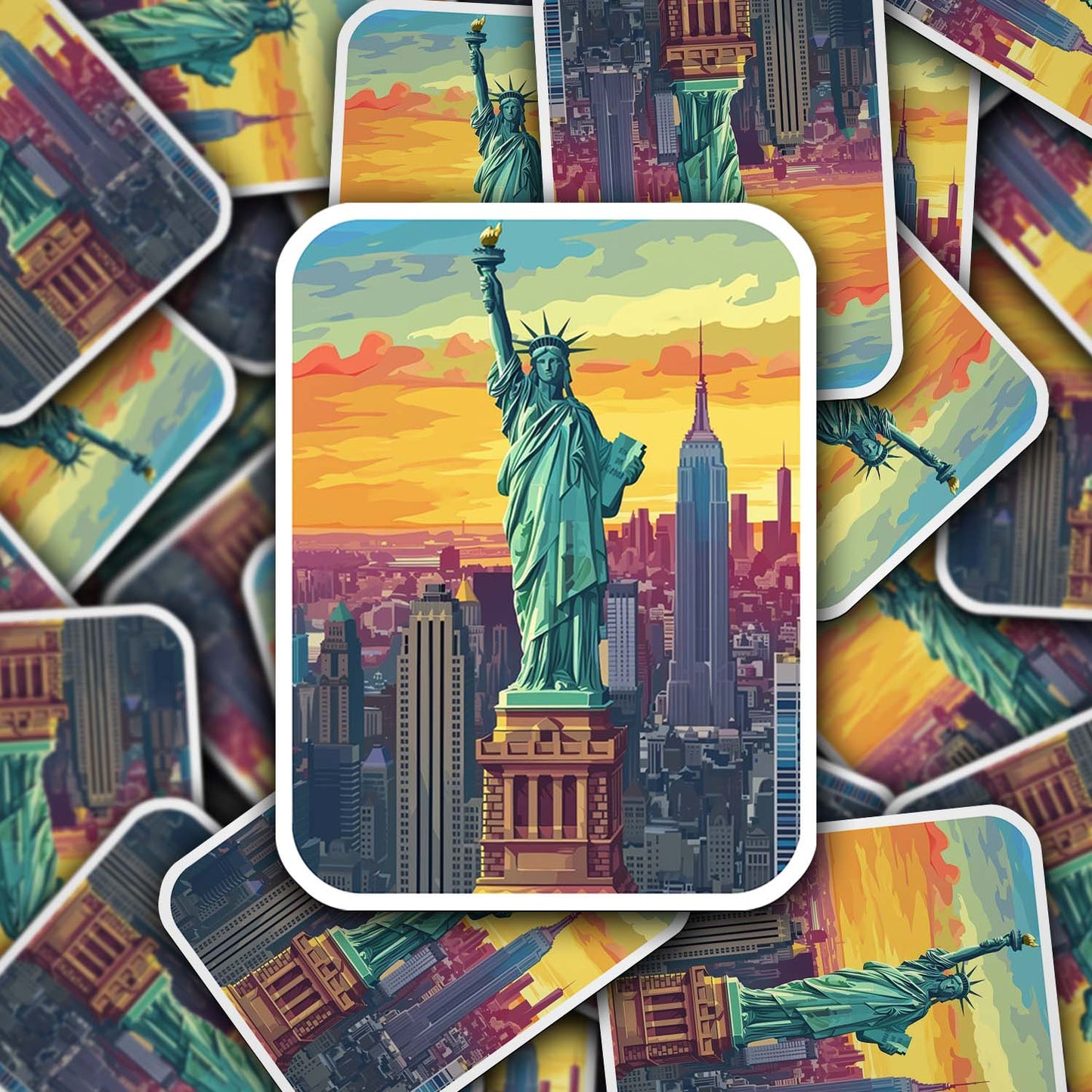 Colorful Statue of Liberty Sticker – Weatherproof Vinyl for Laptops, Cups & Cars