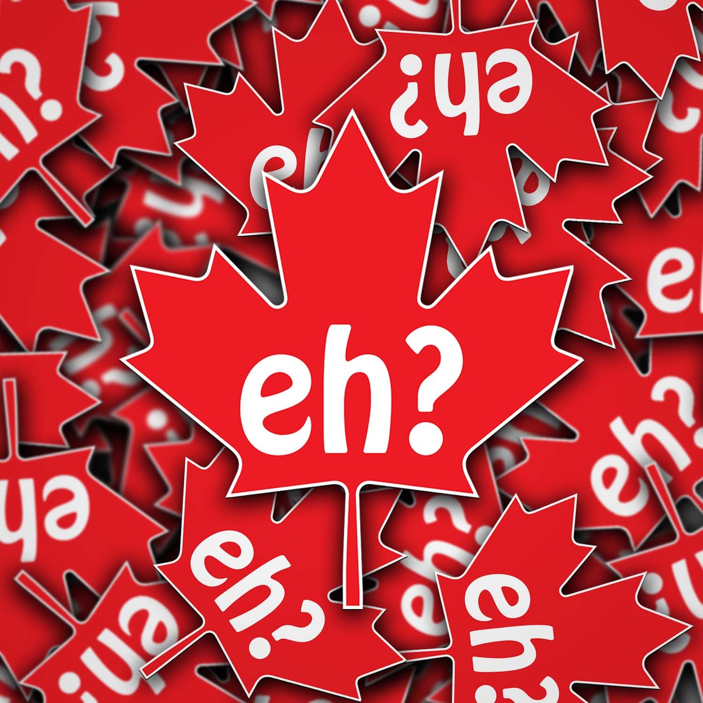 Canadian Maple Leaf “Eh?” Vinyl Sticker – Funny Canada Laptop, Water Bottle, or Car Decal