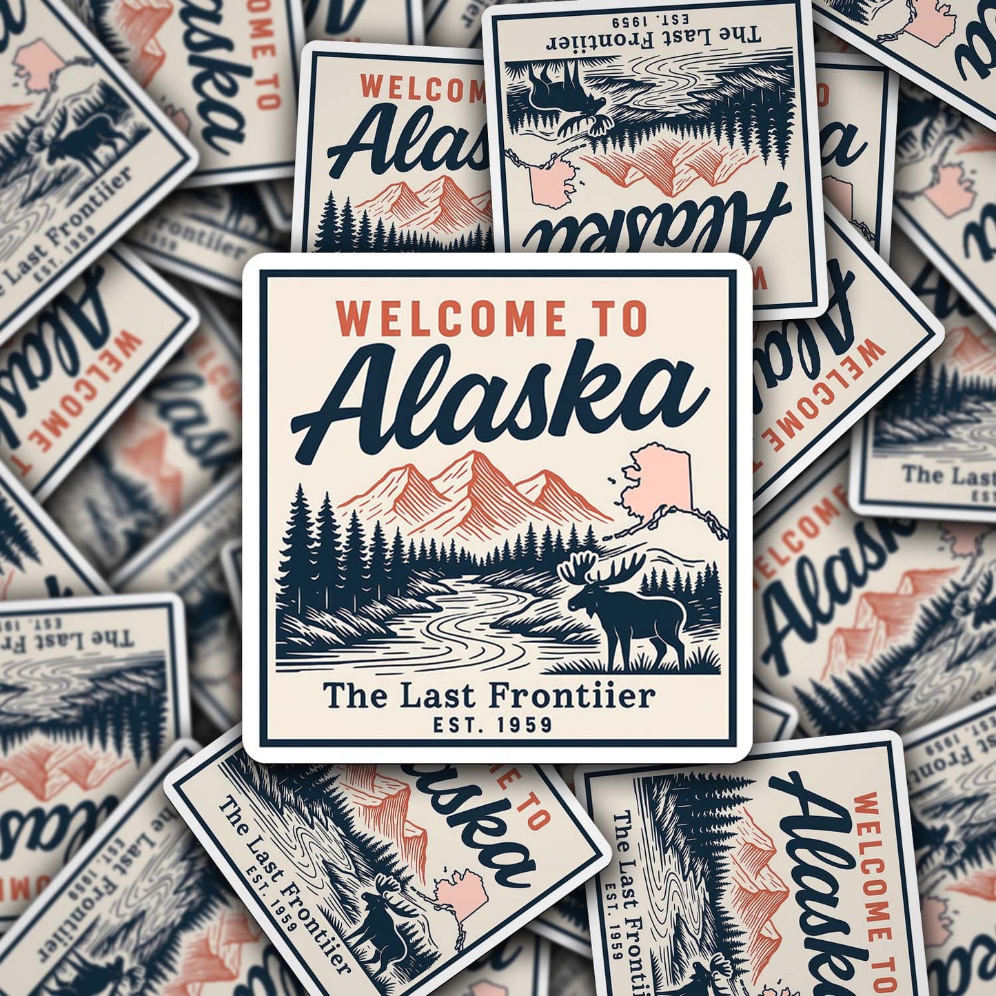 Welcome to Alaska Vinyl Sticker – Vintage State Travel Decal
