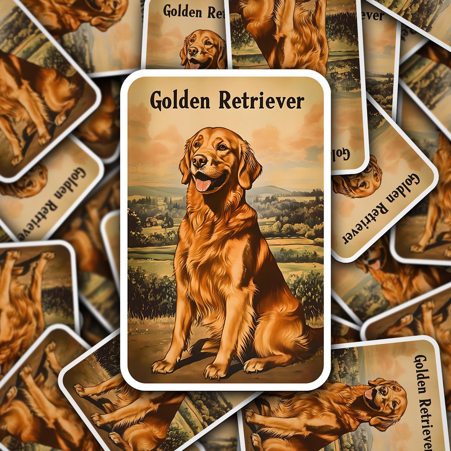 Vintage Golden Retriever Sticker – Durable Vinyl Sticker
