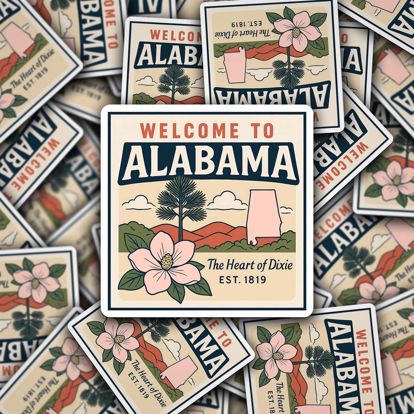 Welcome to Alabama Vinyl Sticker – Vintage State Travel Decal