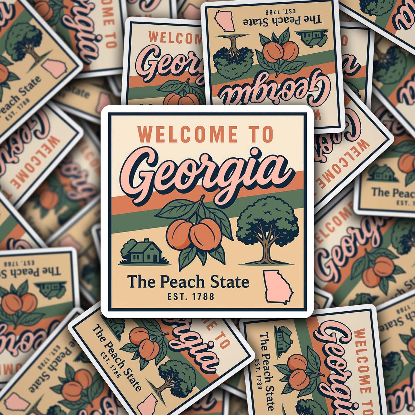 Welcome to Georgia Vinyl Sticker – Vintage State Travel Decal