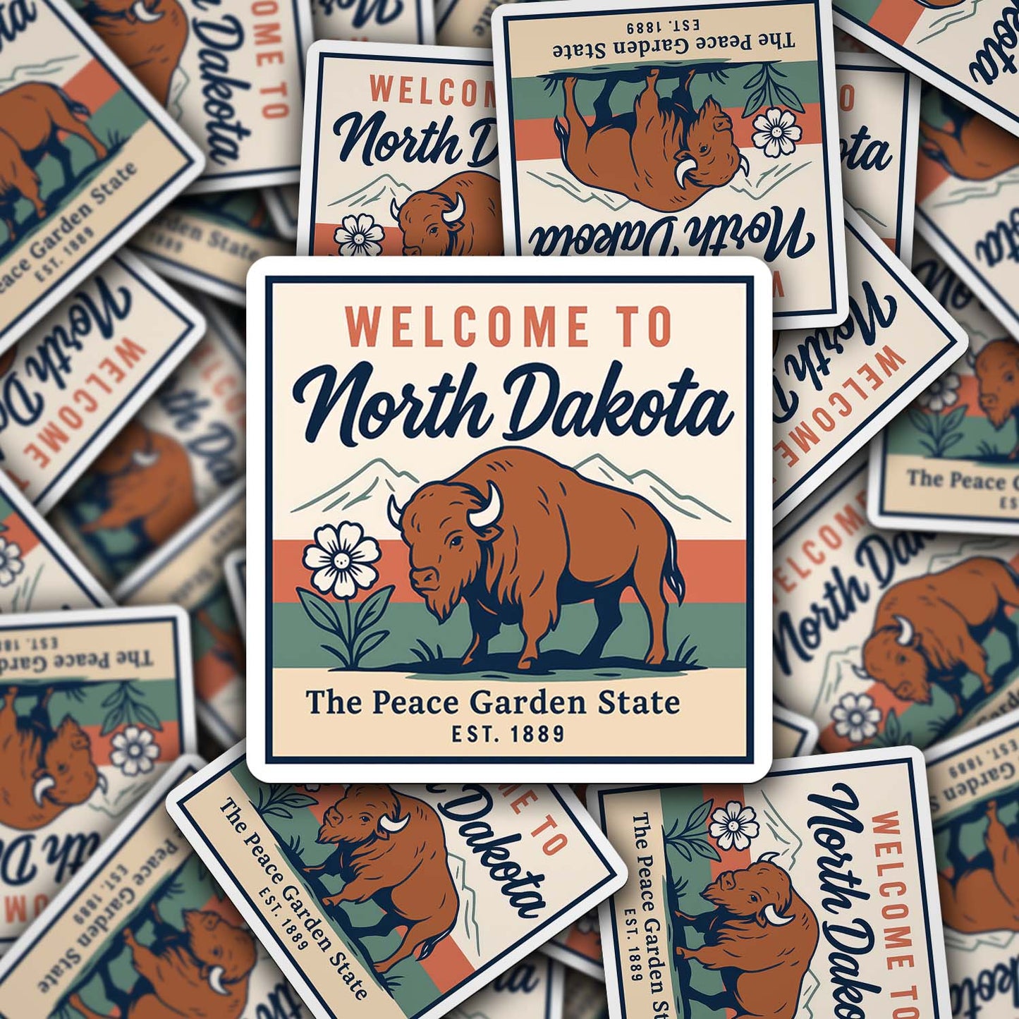 Welcome to North Dakota Vinyl Sticker – Vintage State Travel Decal