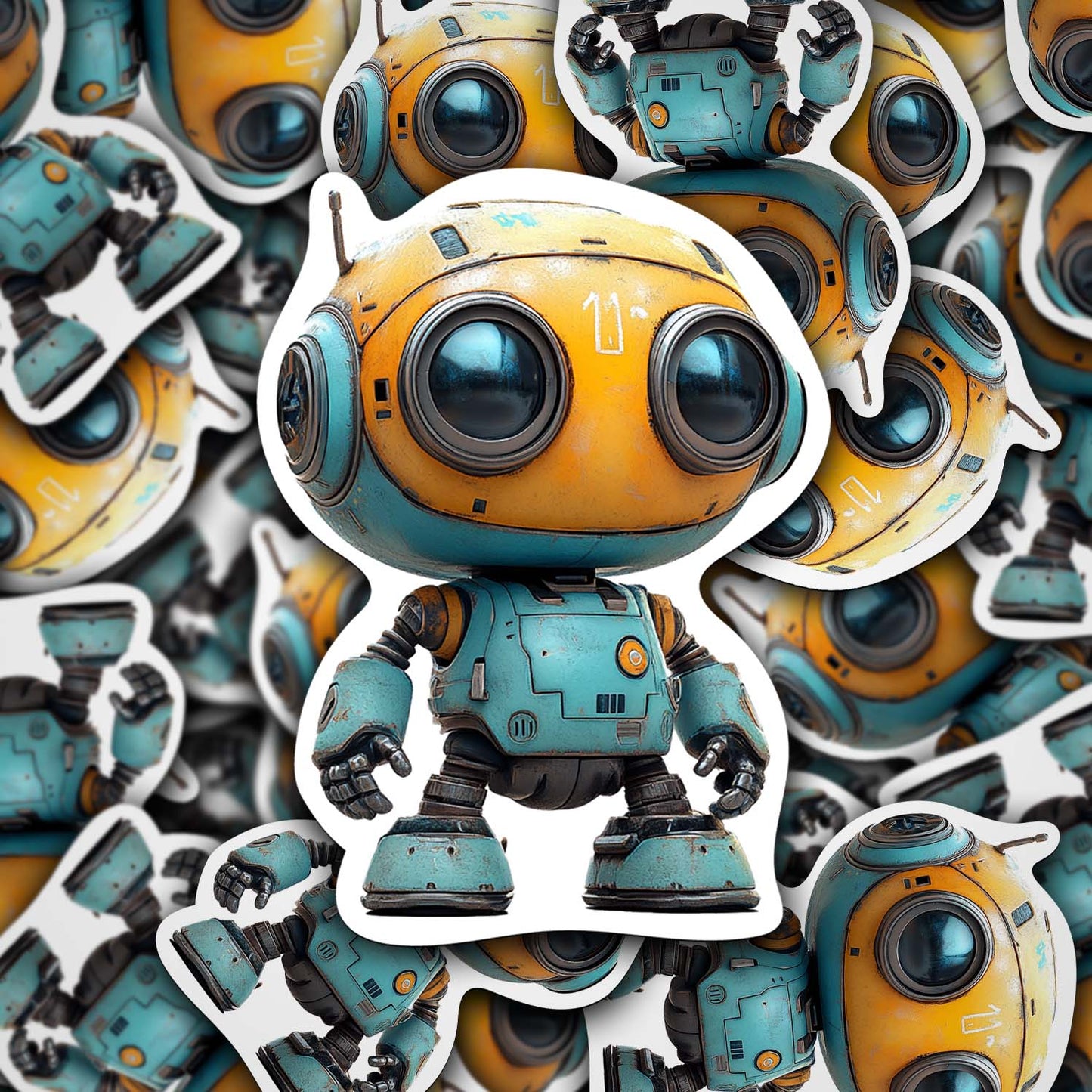 Cute Cartoon Robot Sticker – Durable Weatherproof Vinyl for All Surfaces