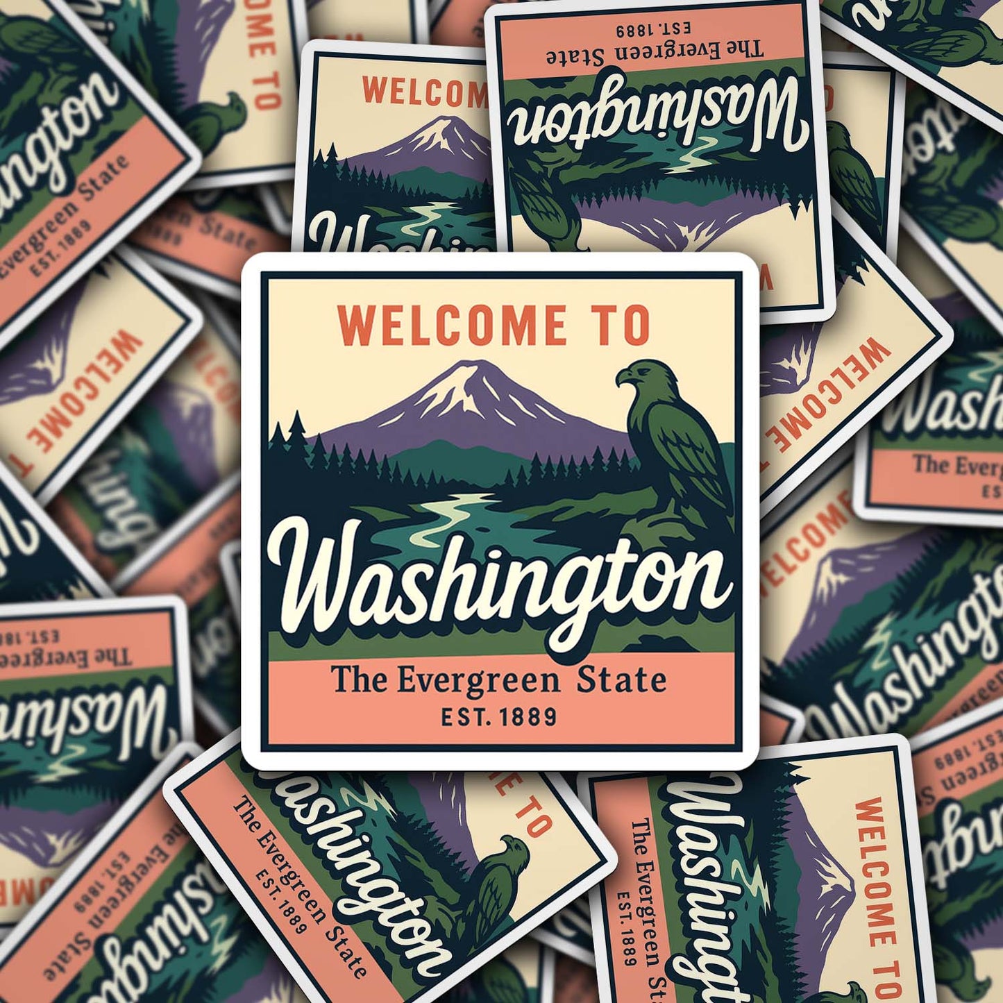 Welcome to Washington Vinyl Sticker – Vintage State Travel Decal