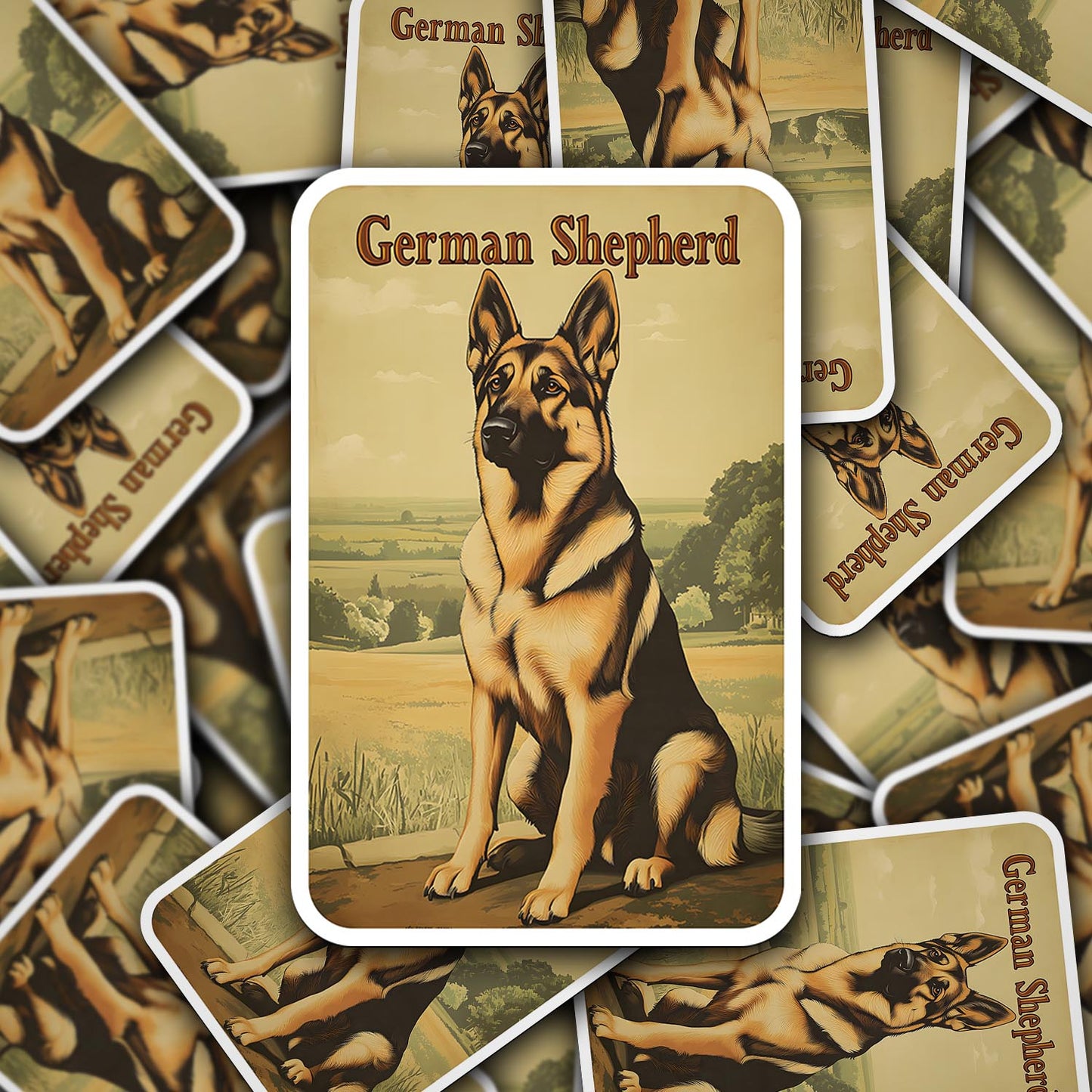 Vintage German Shepherd Sticker – Durable Vinyl Sticker