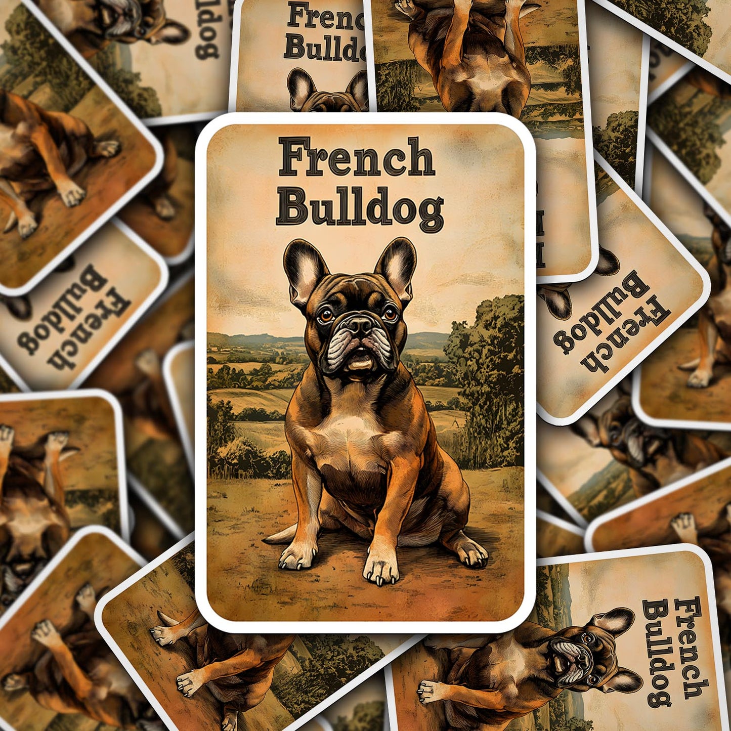 Vintage French Bulldog Sticker – Durable Vinyl Sticker