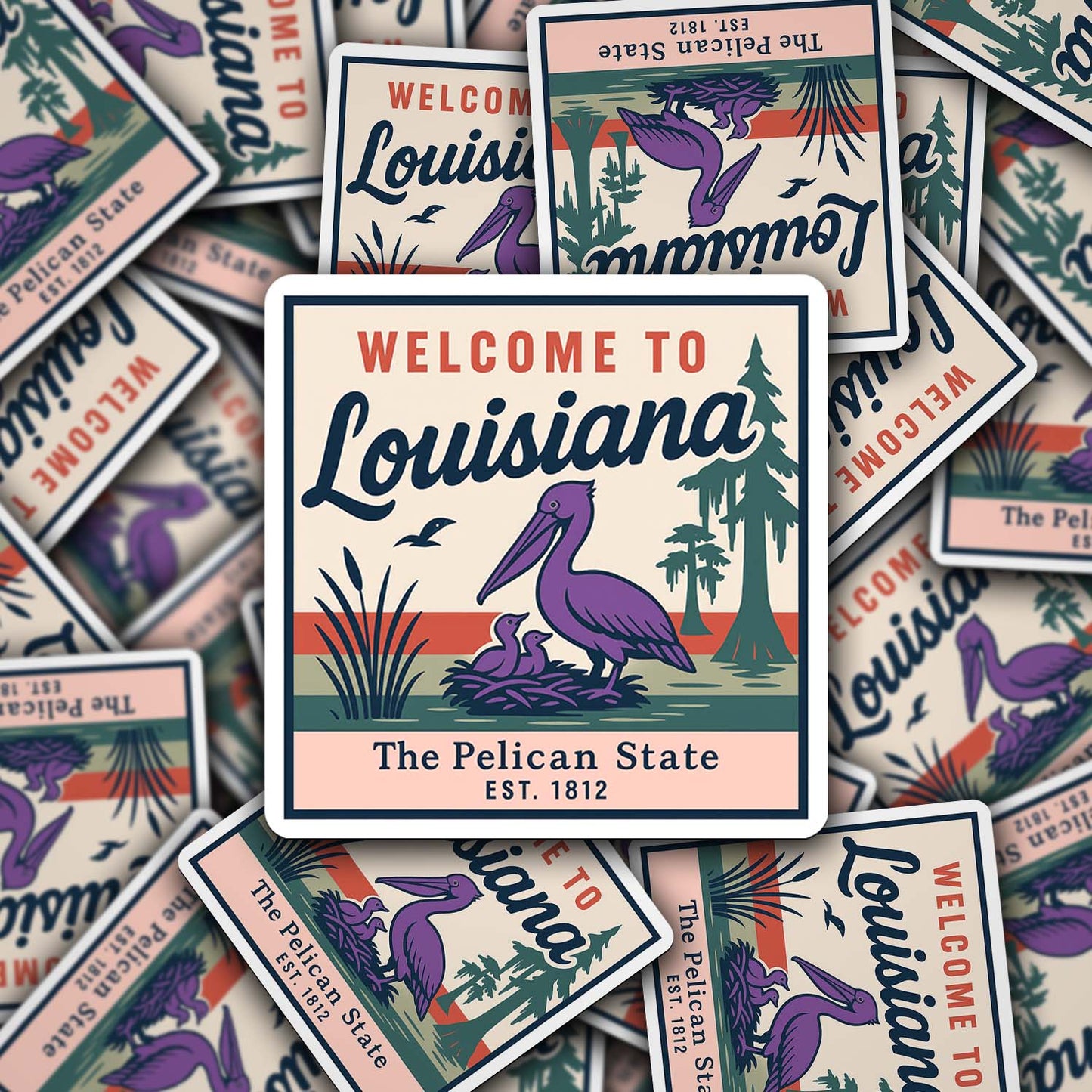 Welcome to Louisiana Vinyl Sticker – Vintage State Travel Decal
