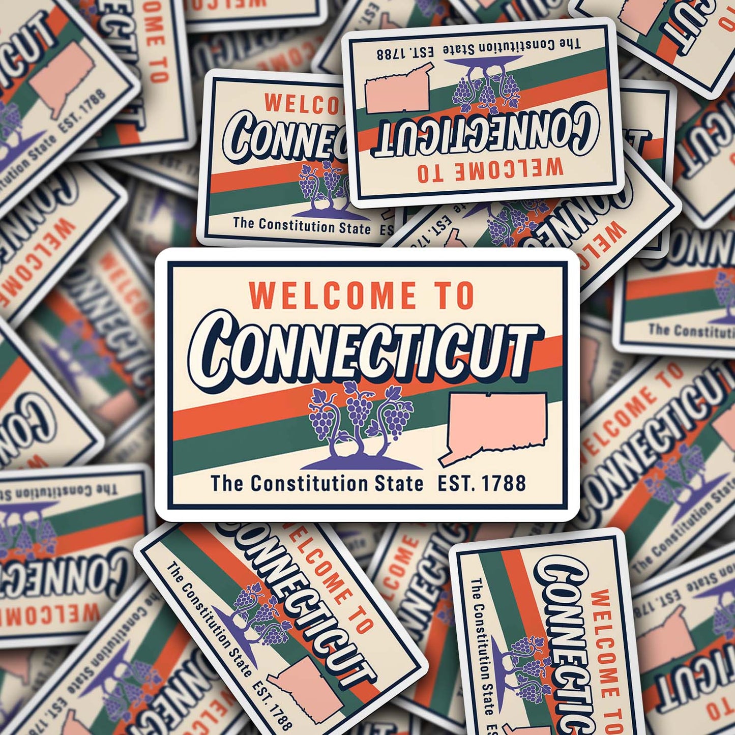 Welcome to Connecticut Vinyl Sticker – Vintage State Travel Decal