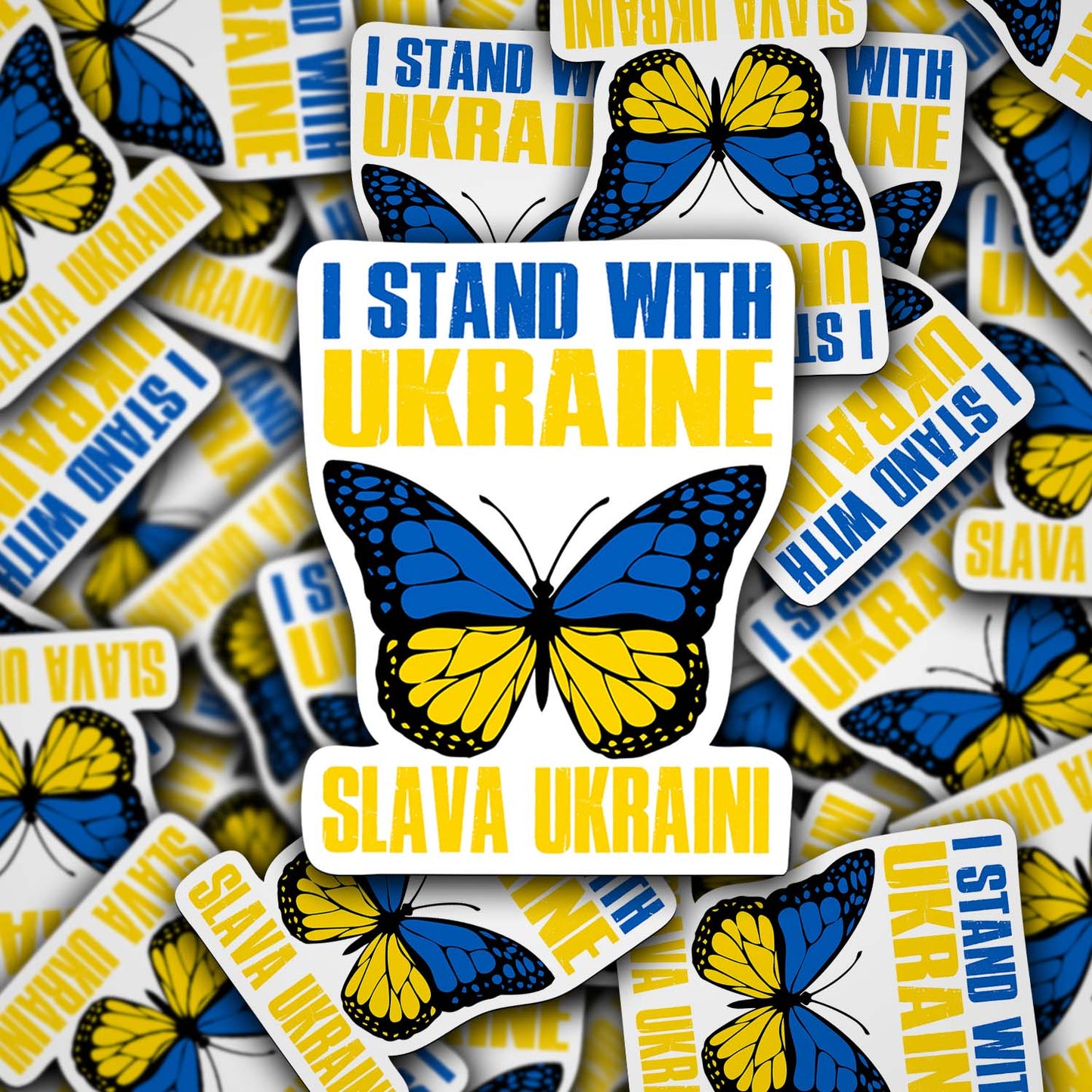 I Stand with Ukraine – Butterfly Vinyl Sticker | Slava Ukraini!