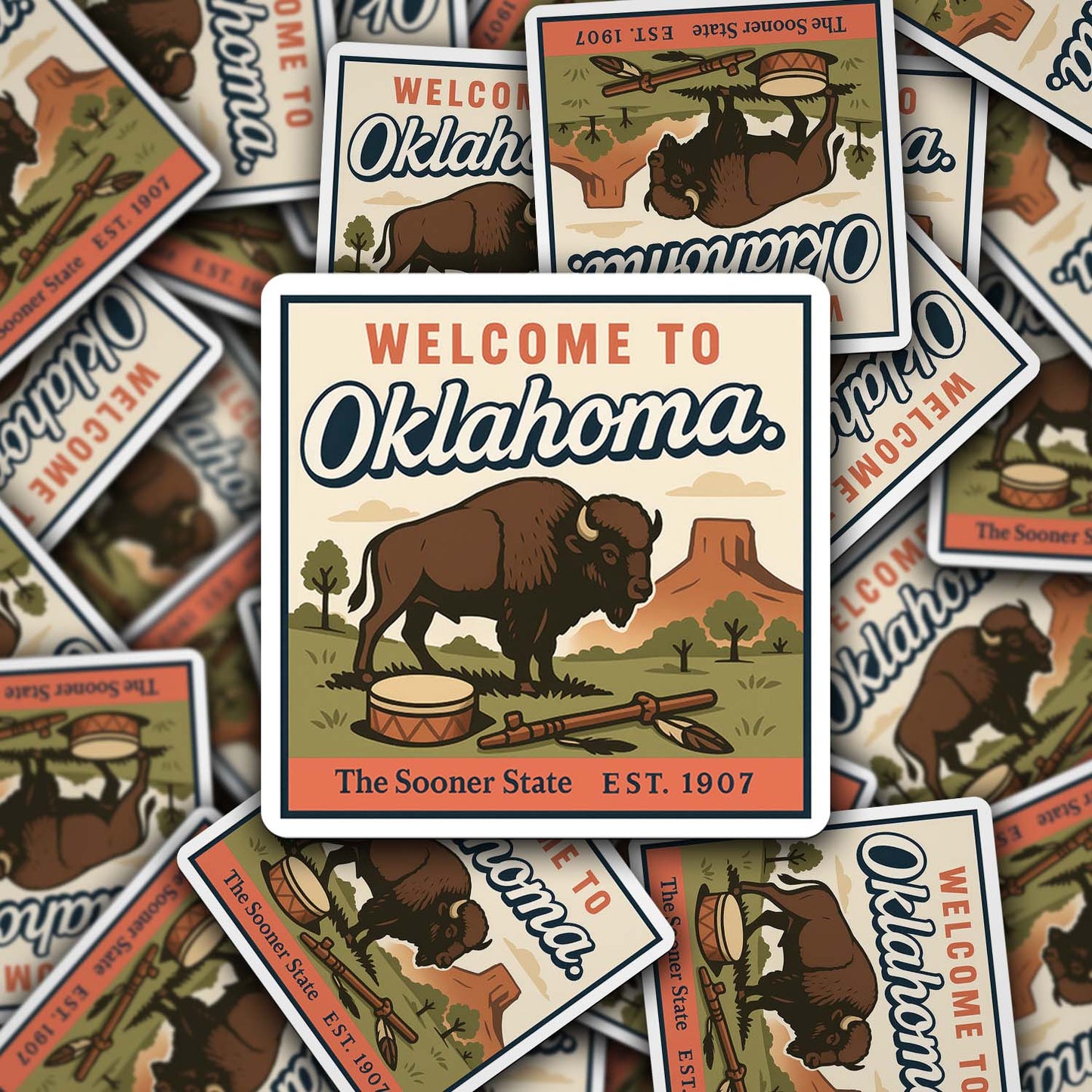 Welcome to Oklahoma Vinyl Sticker – Vintage State Travel Decal