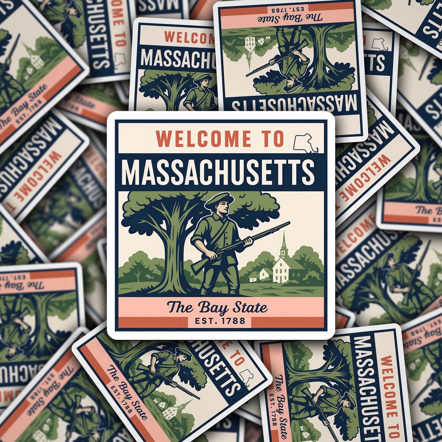 Welcome to Massachusetts Vinyl Sticker – Vintage State Travel Decal