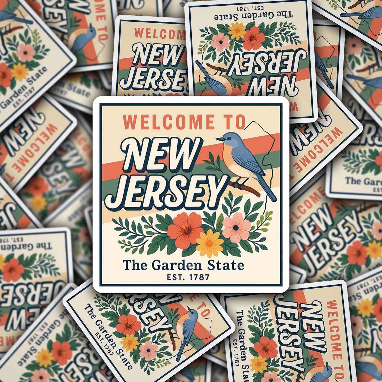 Welcome to New Jersey Vinyl Sticker – Vintage State Travel Decal