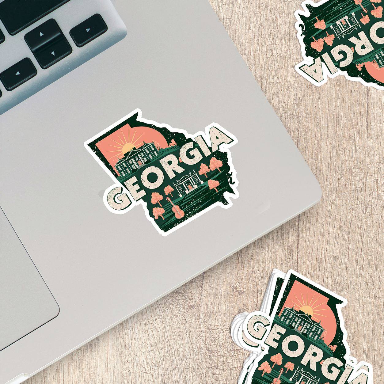 Retro Vinyl State Sticker - Georgia
