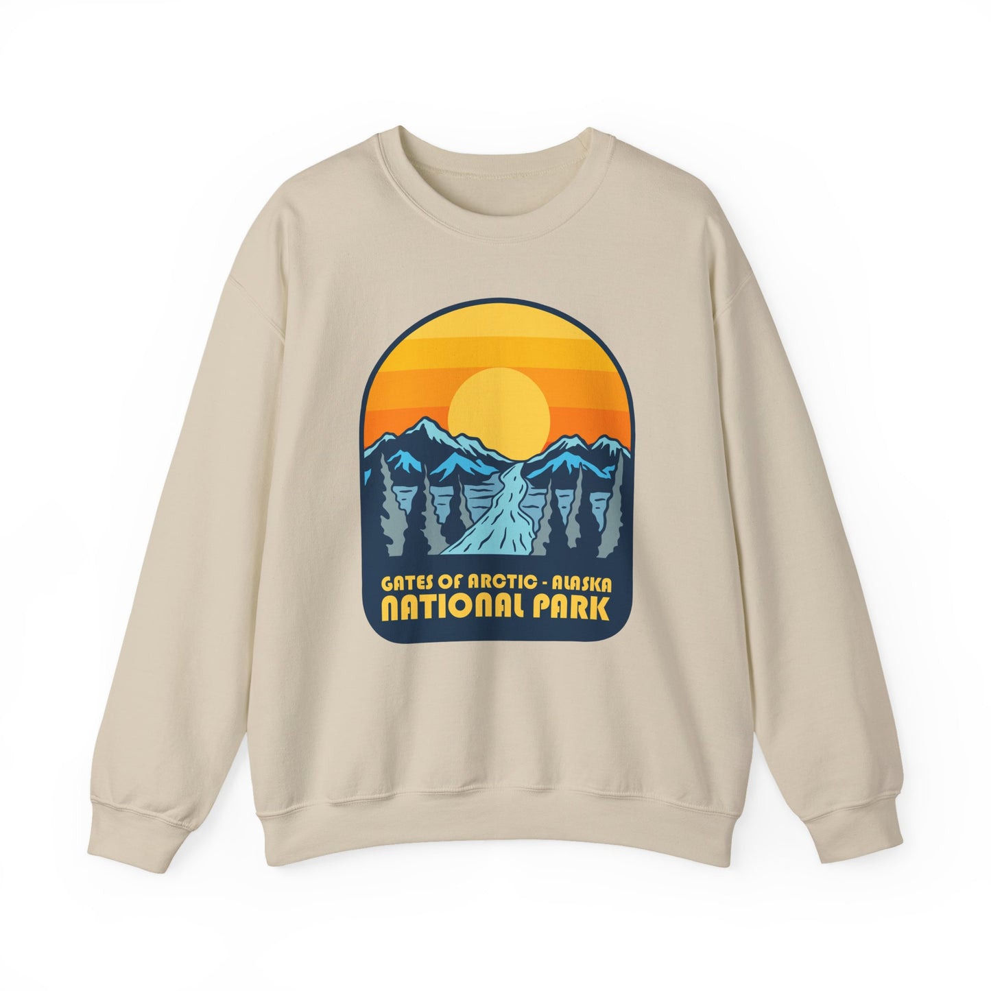 Gates of Arctic Alaska National Park Sunset Crewneck Sweatshirt | Mountain Scenic