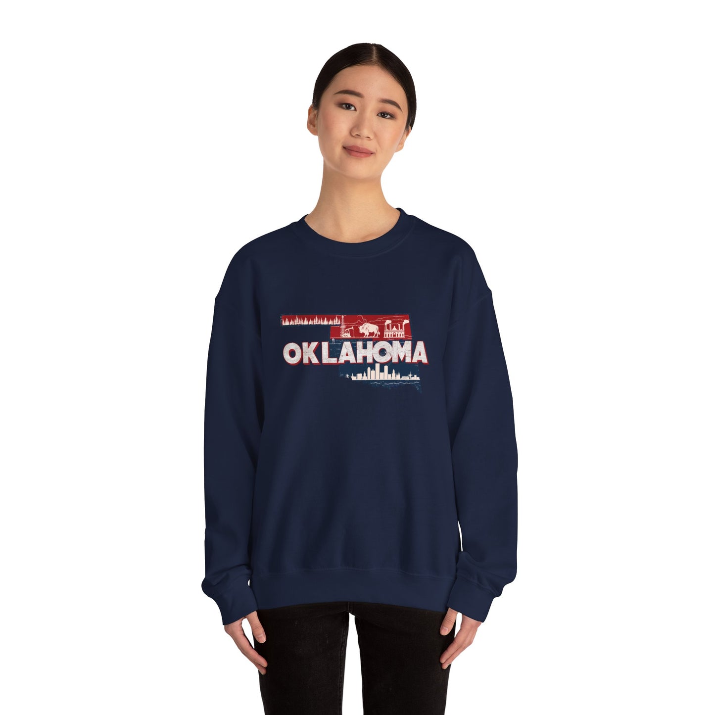 Oklahoma State Shape Skyline Crewneck Sweatshirt