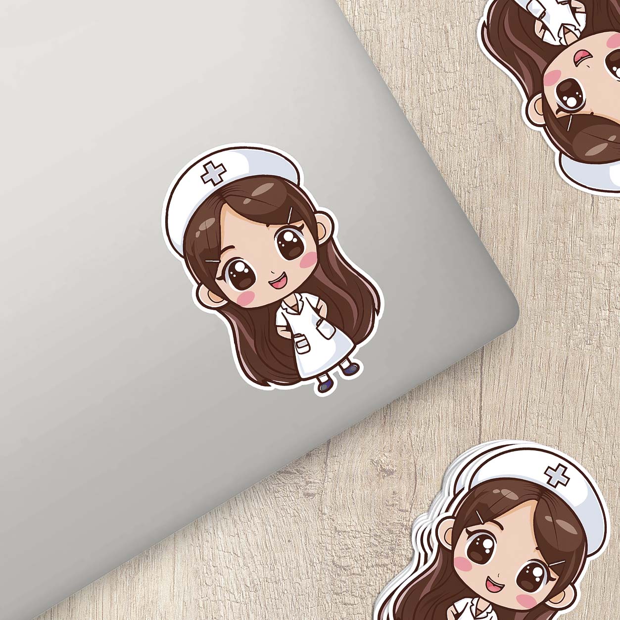 Cute Nurse Sticker – Weatherproof Vinyl for Water Bottles, Laptops & More