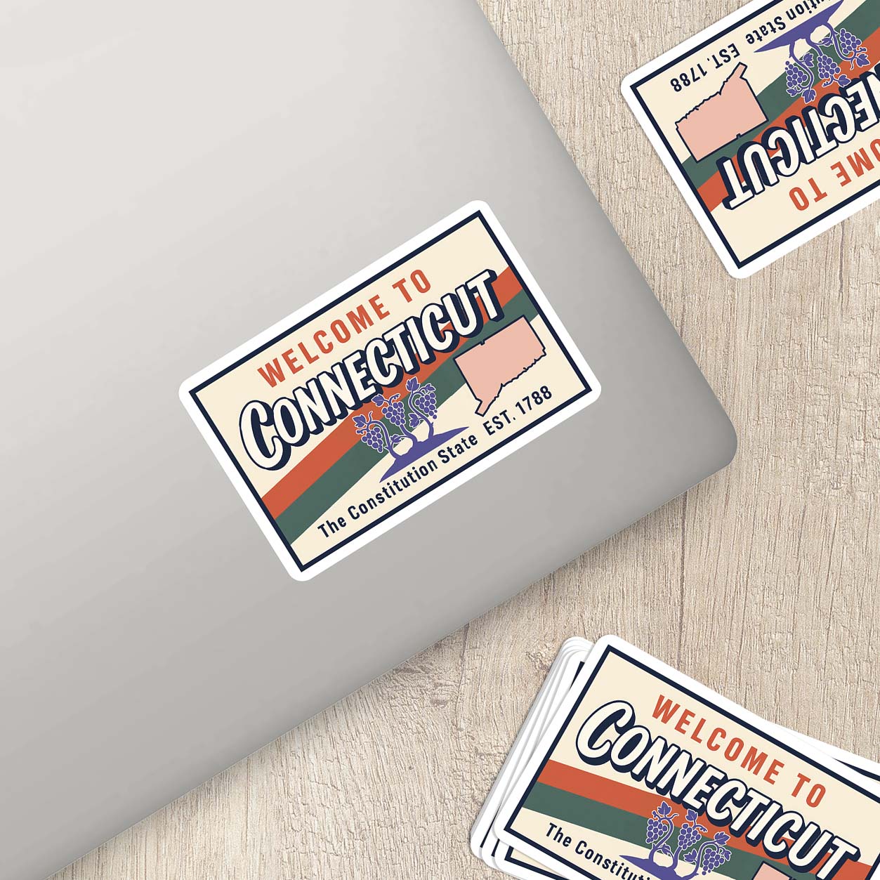 Welcome to Connecticut Vinyl Sticker – Vintage State Travel Decal