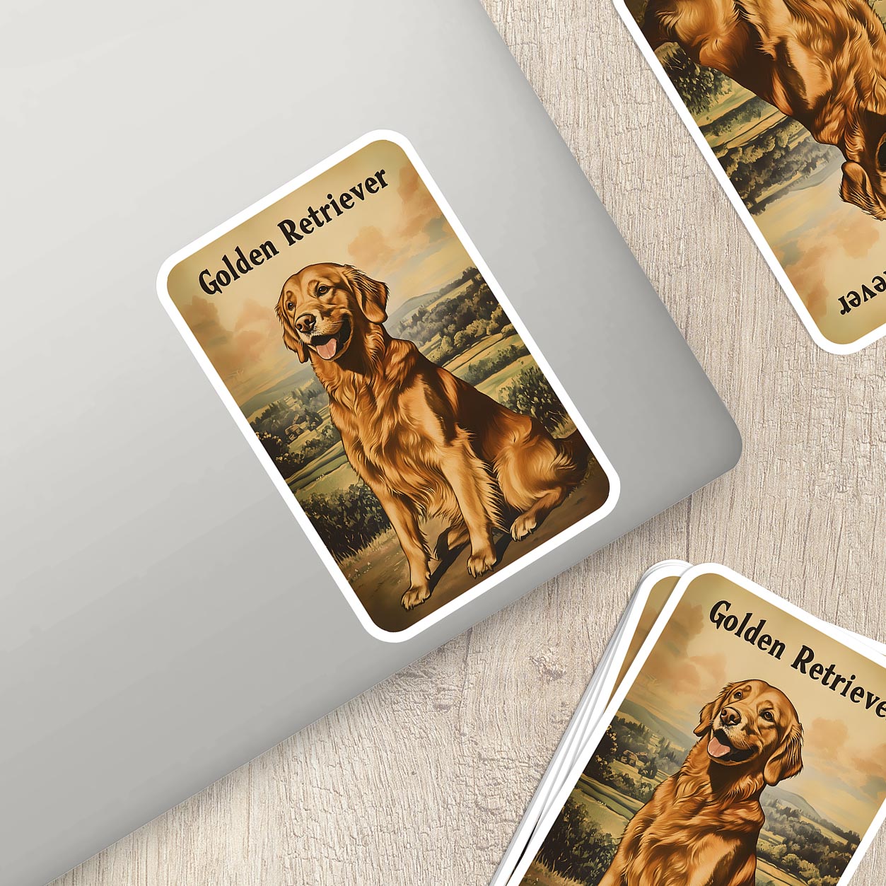 Vintage Golden Retriever Sticker – Durable Vinyl Sticker