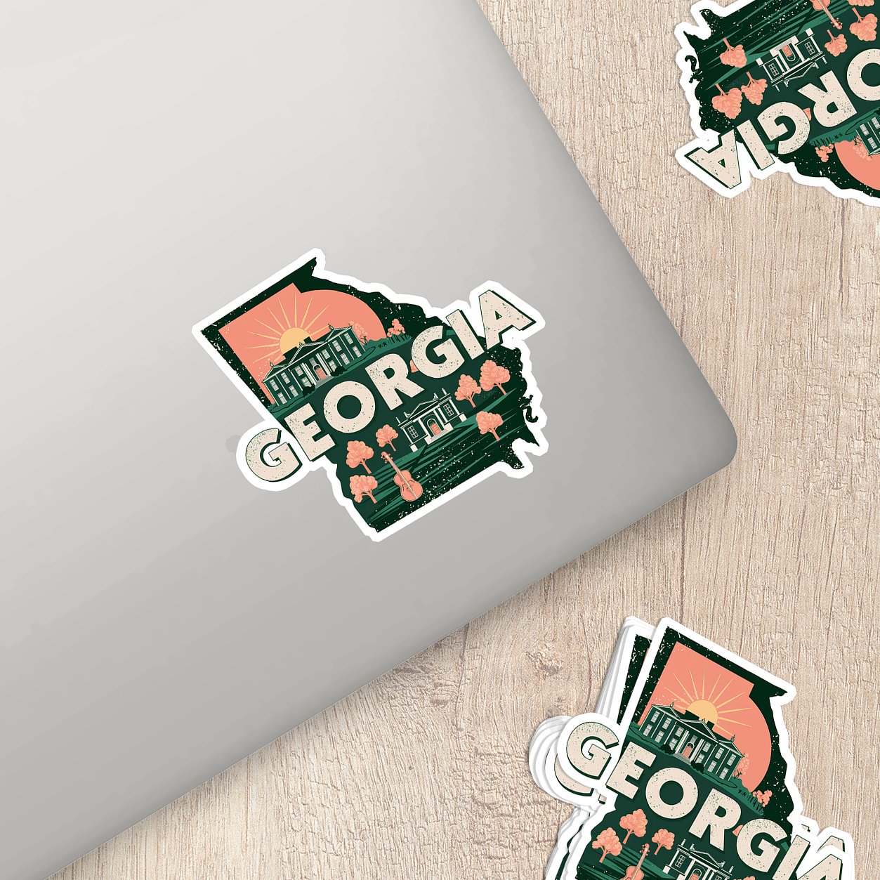 Retro Vinyl State Sticker - Georgia