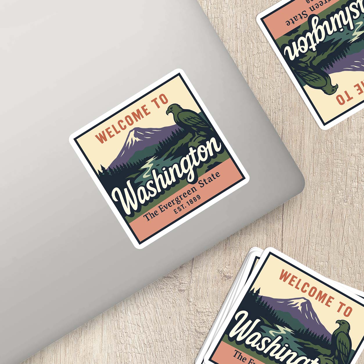 Welcome to Washington Vinyl Sticker – Vintage State Travel Decal