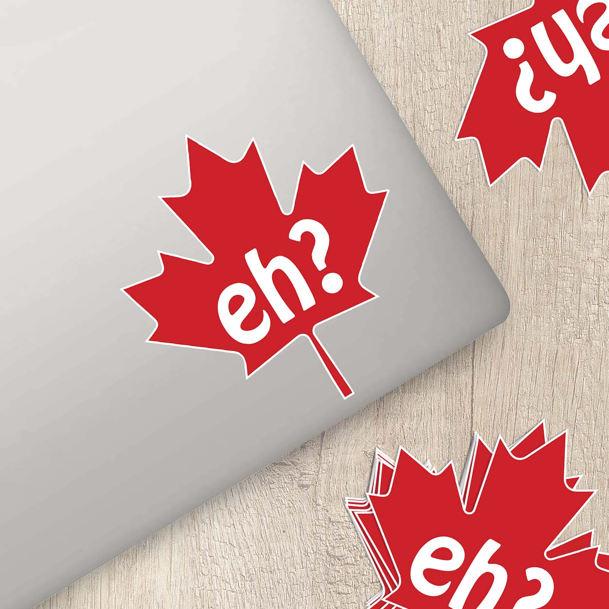 Canadian Maple Leaf “Eh?” Vinyl Sticker – Funny Canada Laptop, Water Bottle, or Car Decal