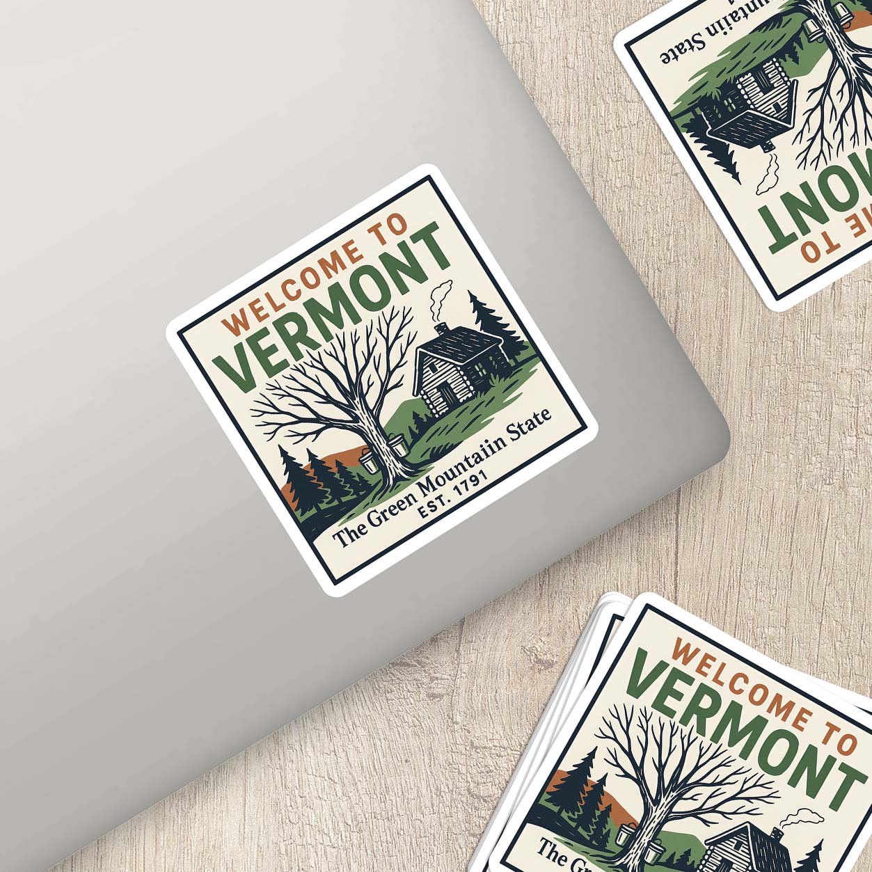 Welcome to Vermont Vinyl Sticker – Vintage State Travel Decal