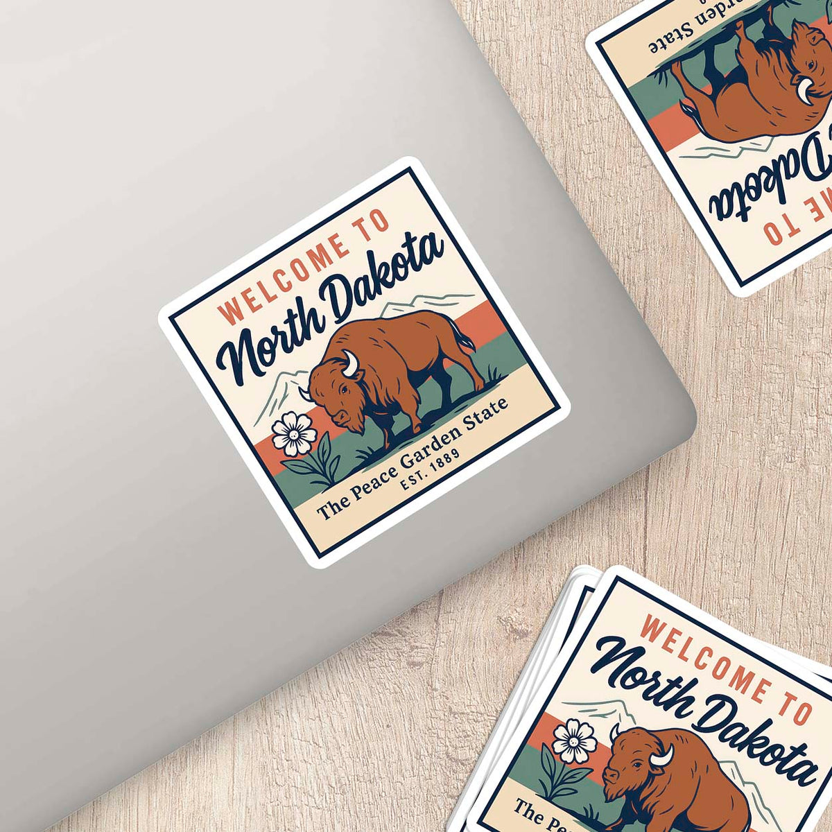 Nd Sticker Welcome to North Dakota Vinyl Sticker – Vintage State Travel Decal ...