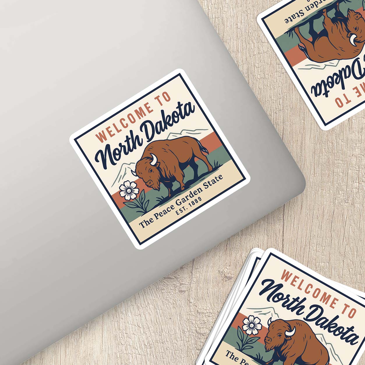 Welcome to North Dakota Vinyl Sticker – Vintage State Travel Decal