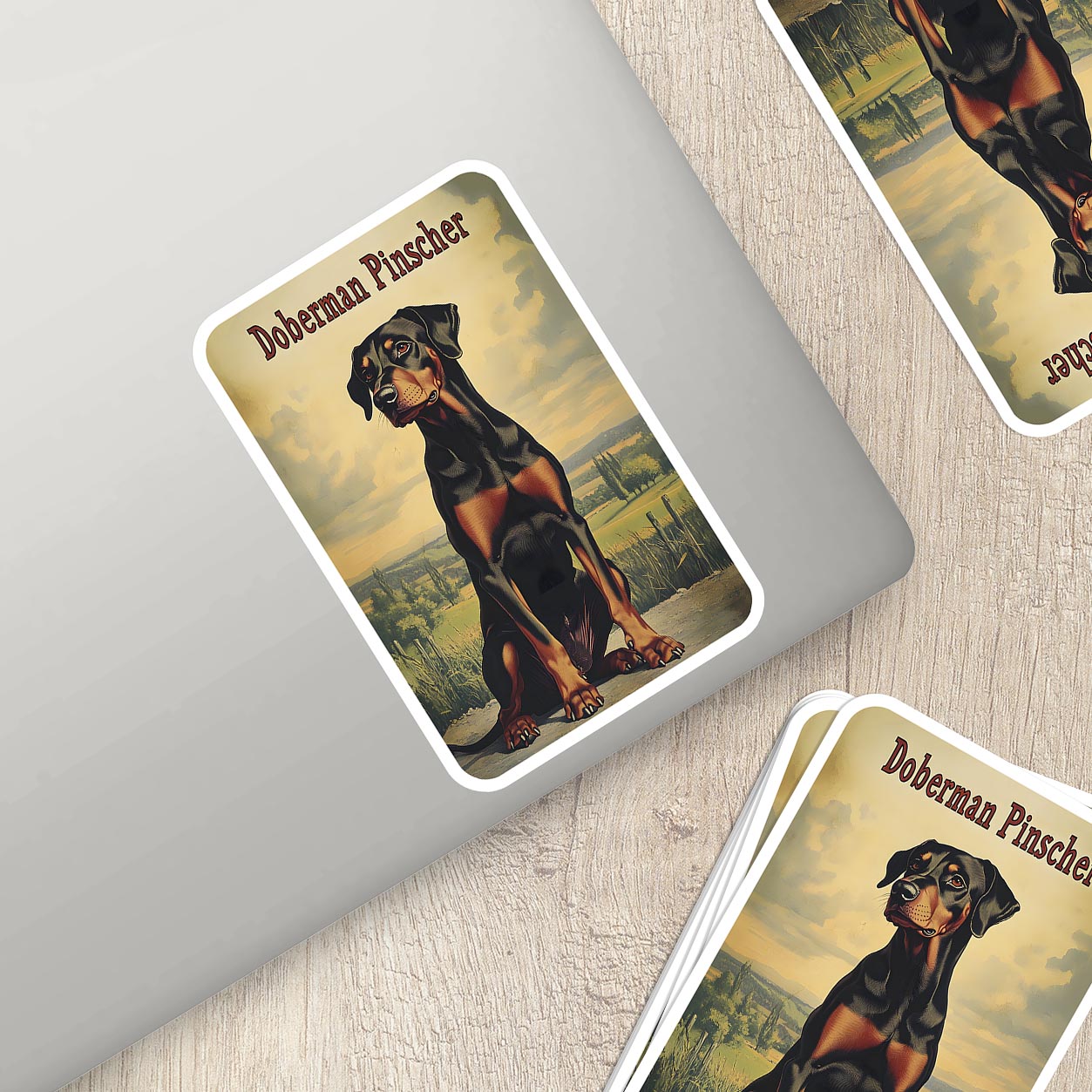 Vintage Doberman Pinscher Sticker – Durable Vinyl Sticker