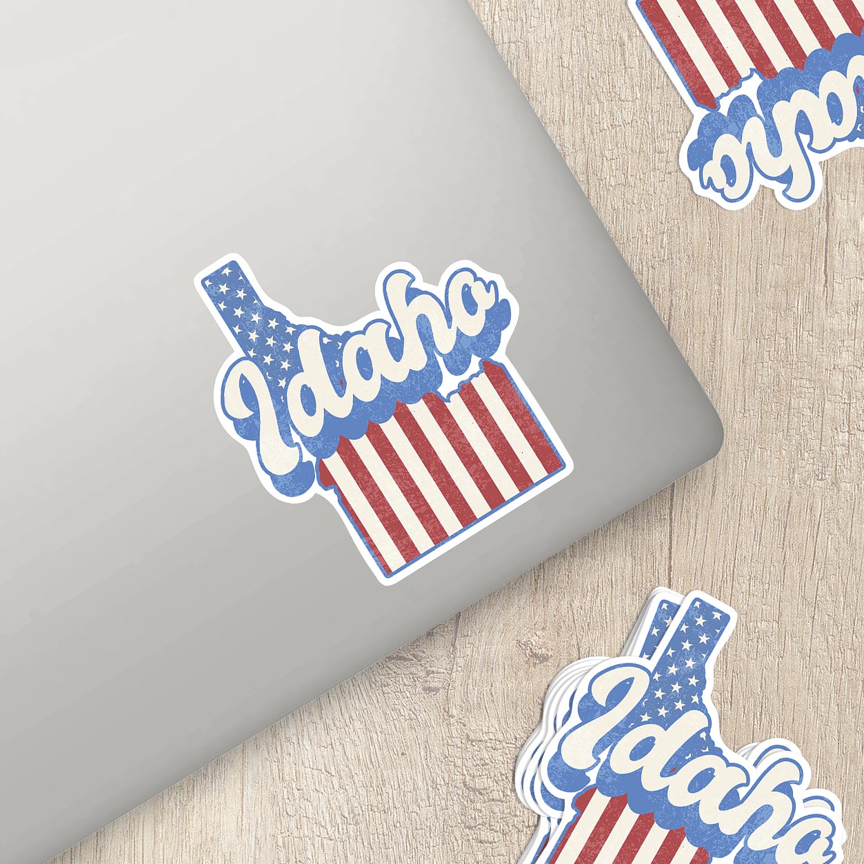 Iowa State Sticker with American Flag Background | Weatherproof Vinyl Decal