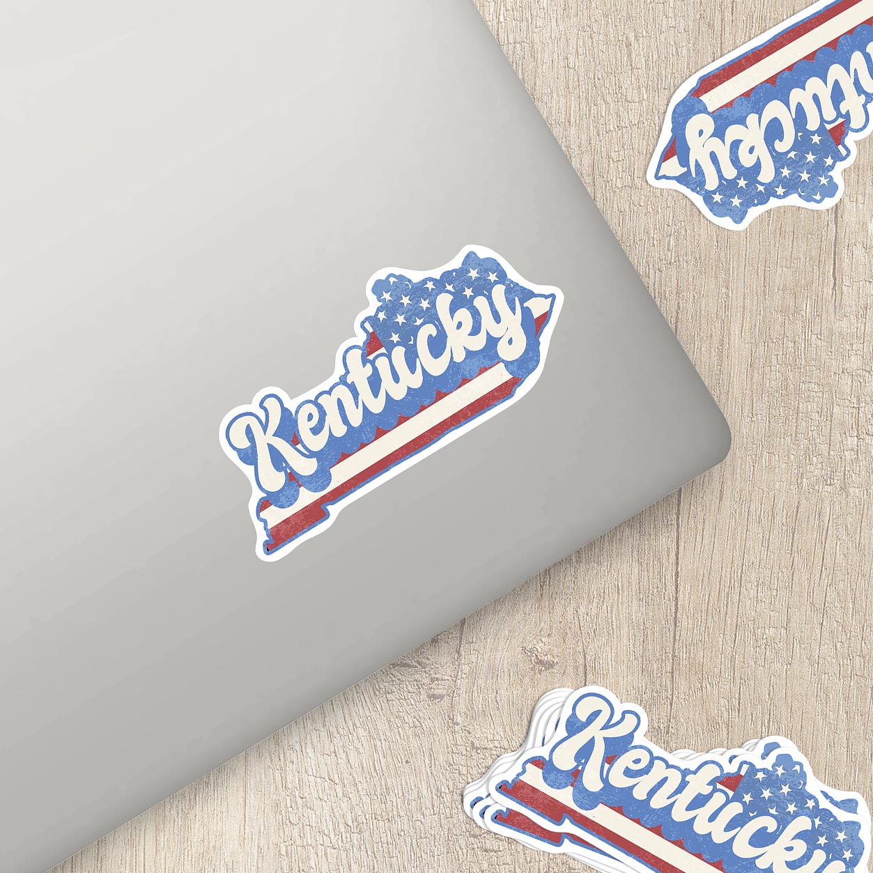 Kentucky State Sticker with American Flag Background | Weatherproof Vinyl Decal