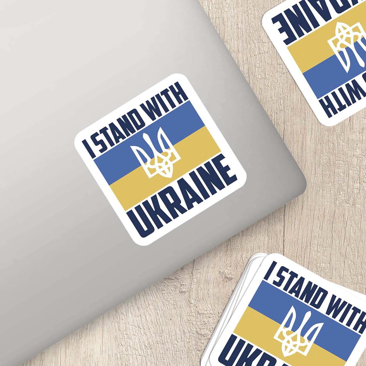I Stand with Ukraine – Ukrainian Coat of Arms Vinyl Sticker