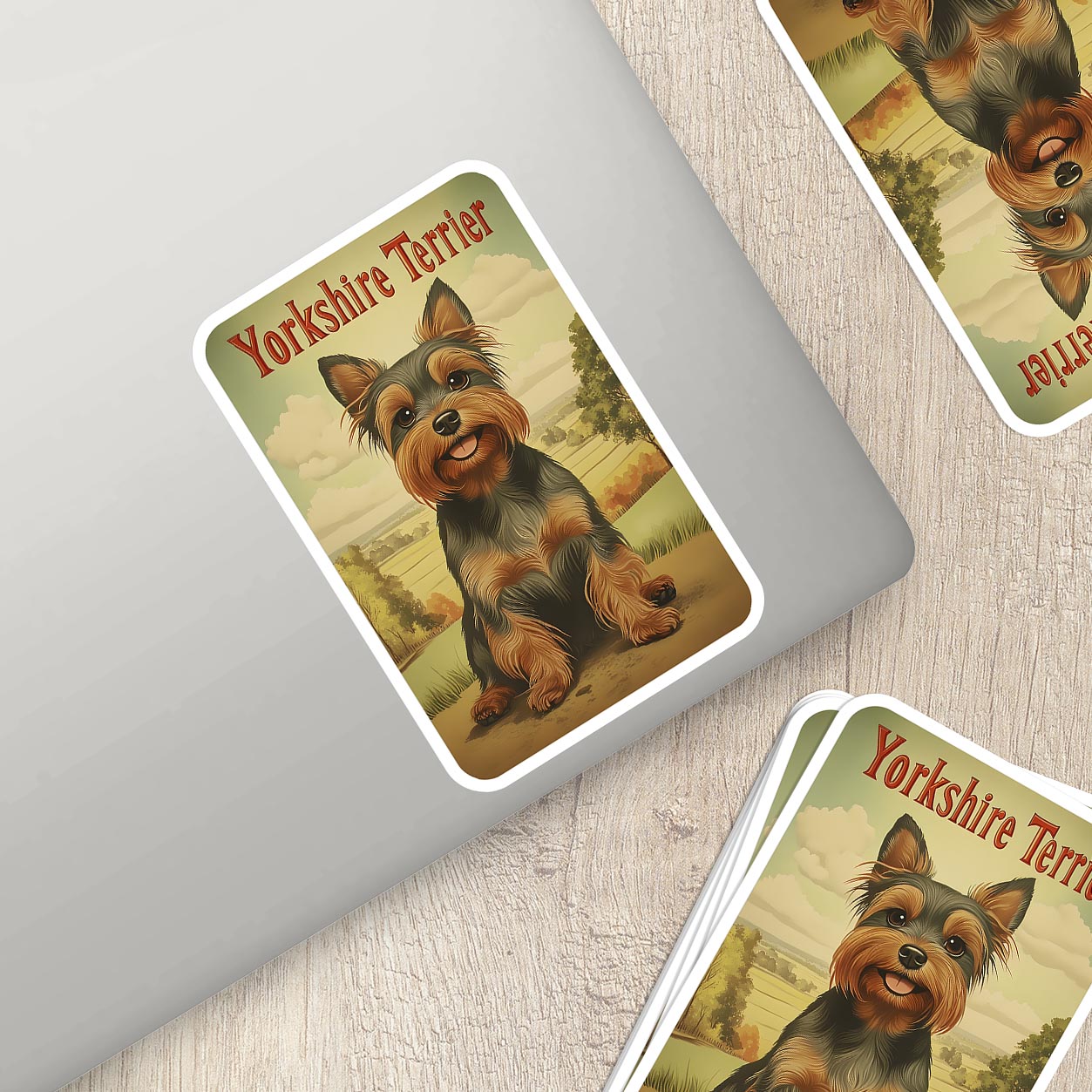 Vintage Yorkshire Terrier Sticker – Durable Vinyl Sticker