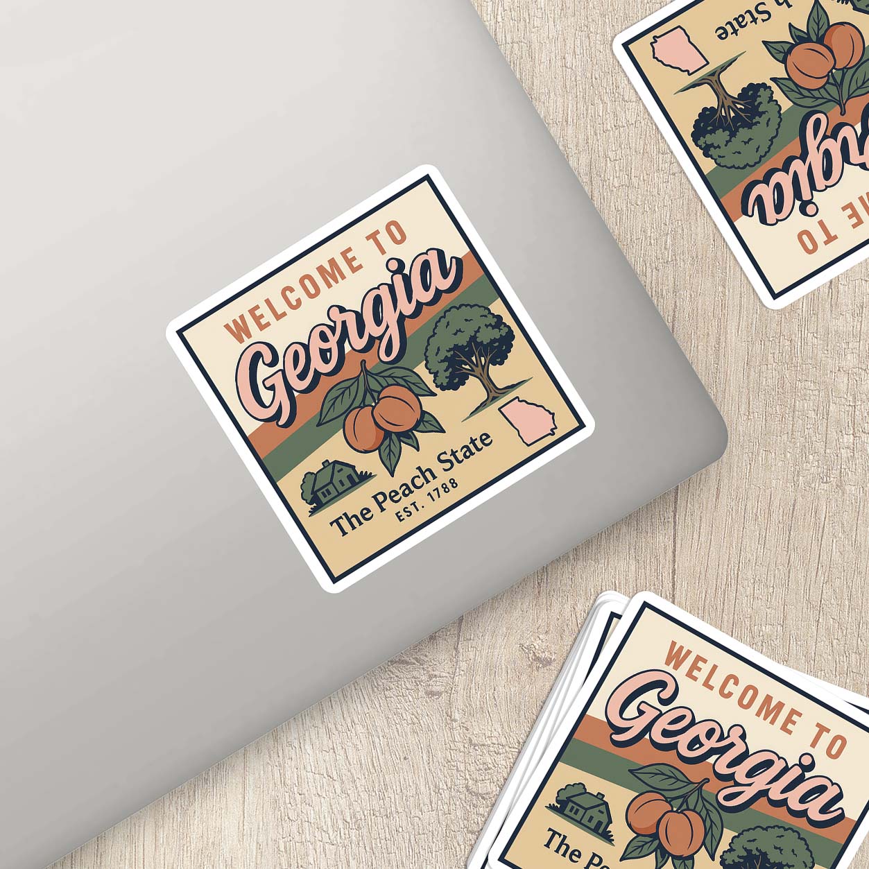 Welcome to Georgia Vinyl Sticker – Vintage State Travel Decal