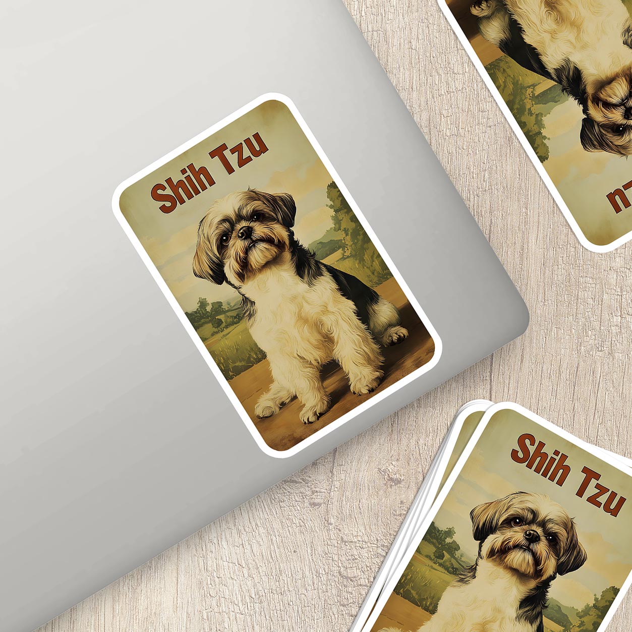 Vintage Shih Tzu Sticker – Durable Vinyl Sticker