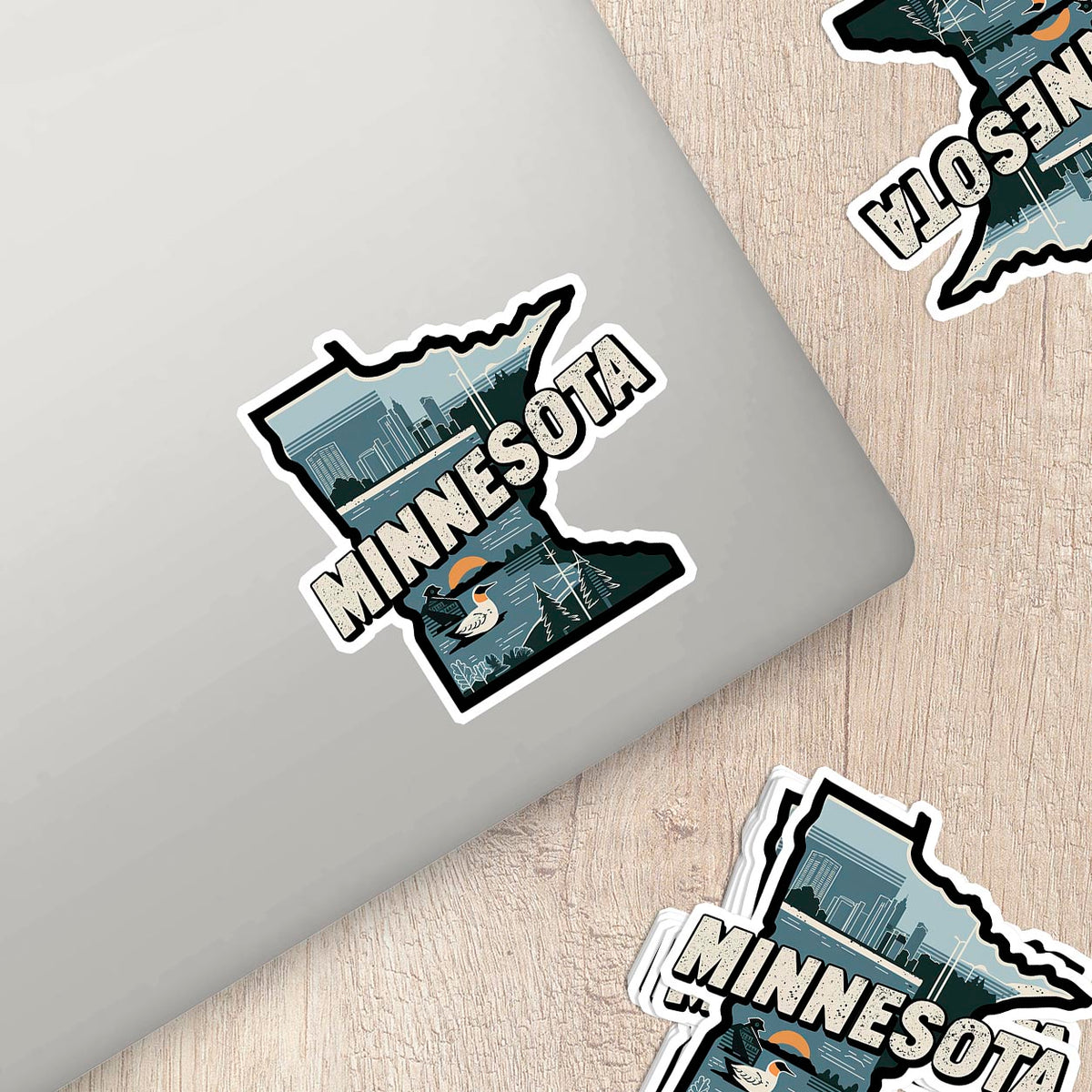 Mon State Sticker Retro Vinyl State Sticker - Minnesota – Tweed & Co