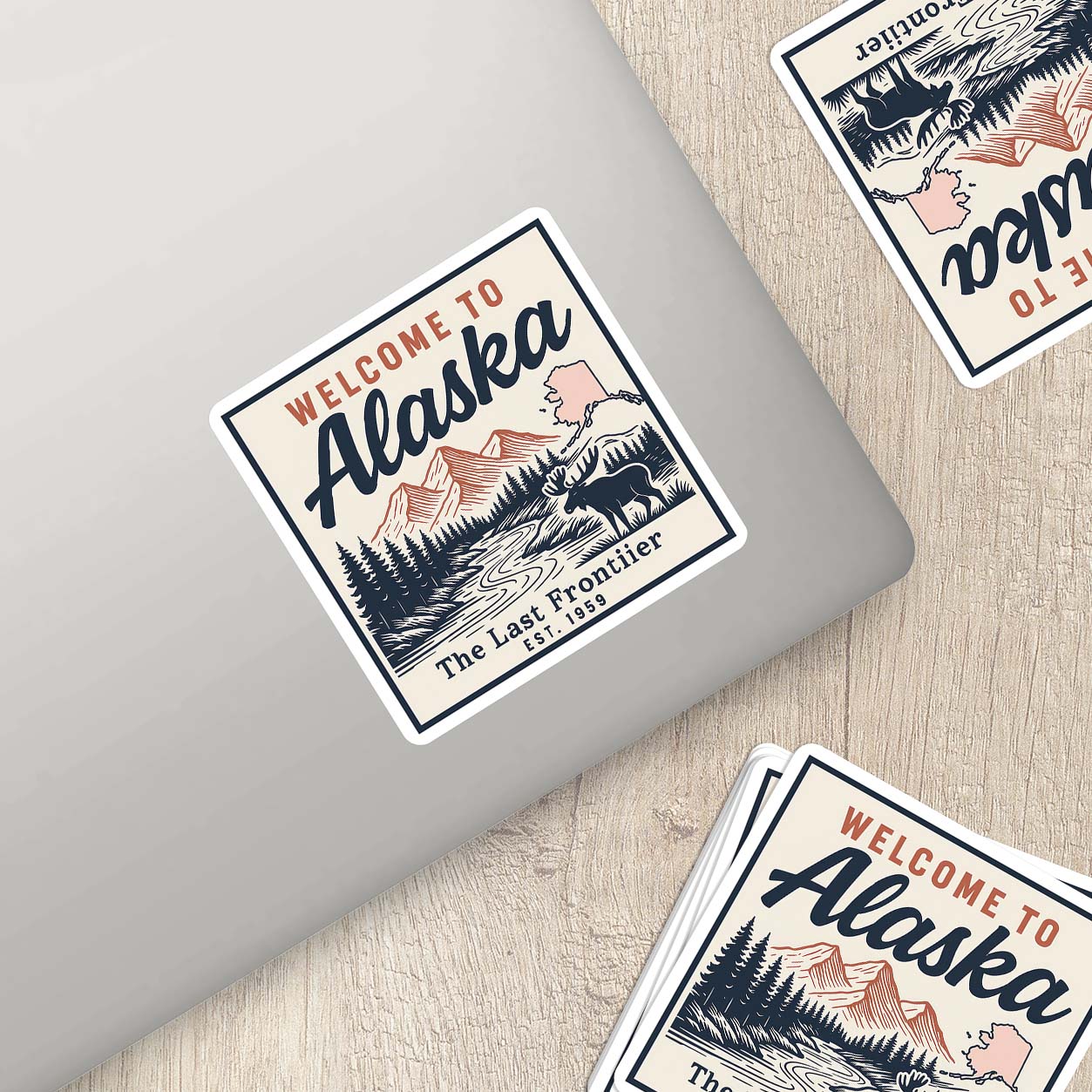 Welcome to Alaska Vinyl Sticker – Vintage State Travel Decal