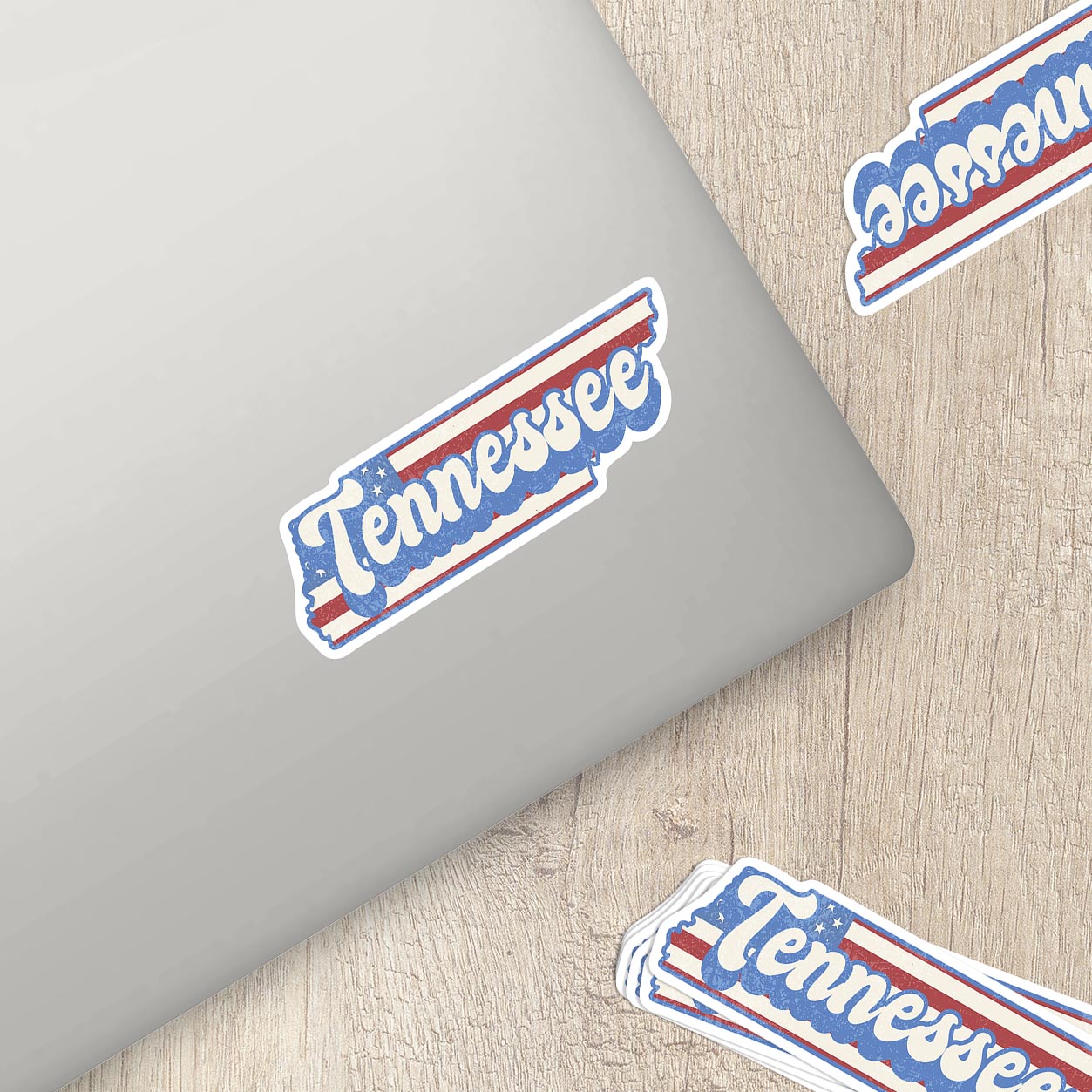 Tennessee State Sticker with American Flag Background | Weatherproof Vinyl Decal
