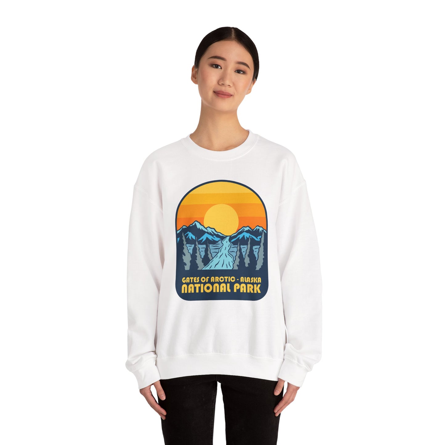 Gates of Arctic Alaska National Park Sunset Crewneck Sweatshirt | Mountain Scenic